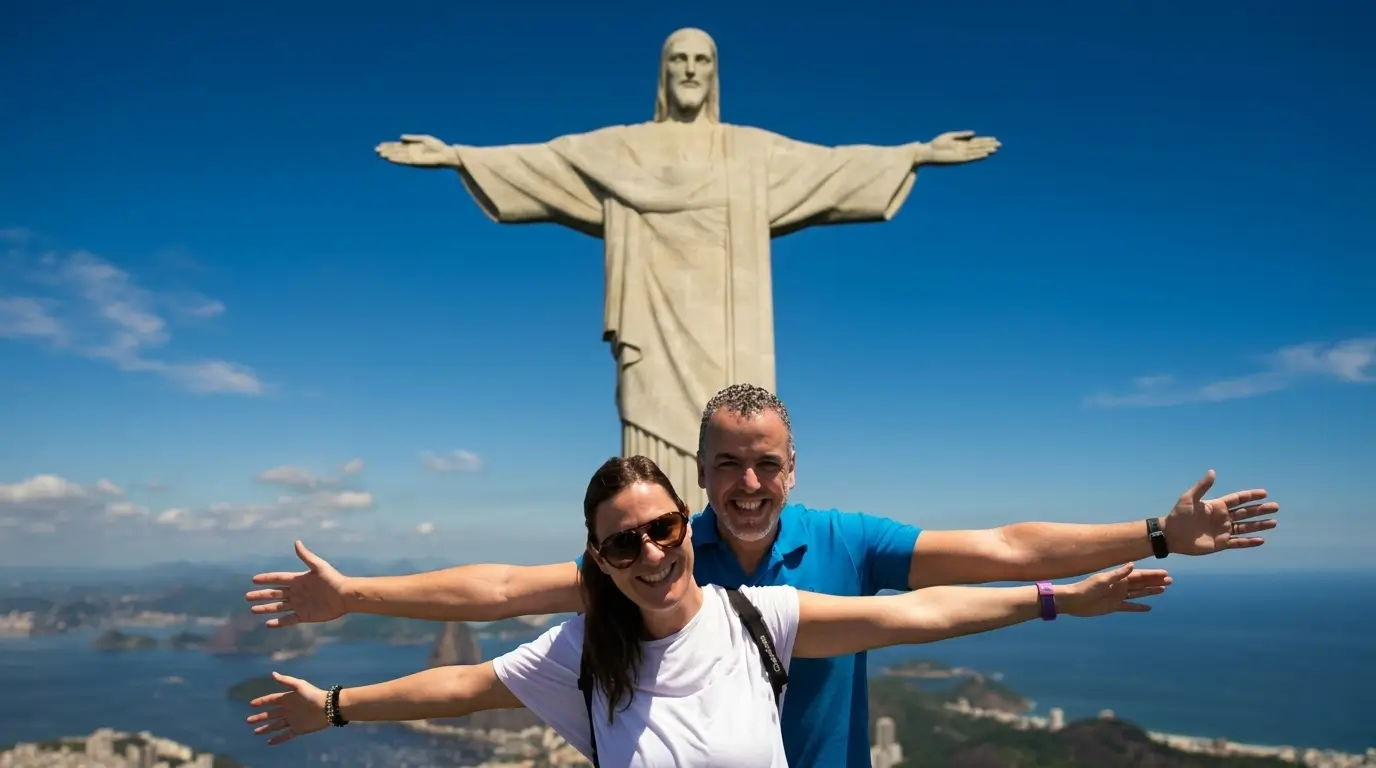 Ana e Carlos no Cristo Redentor Rio de Janeiro